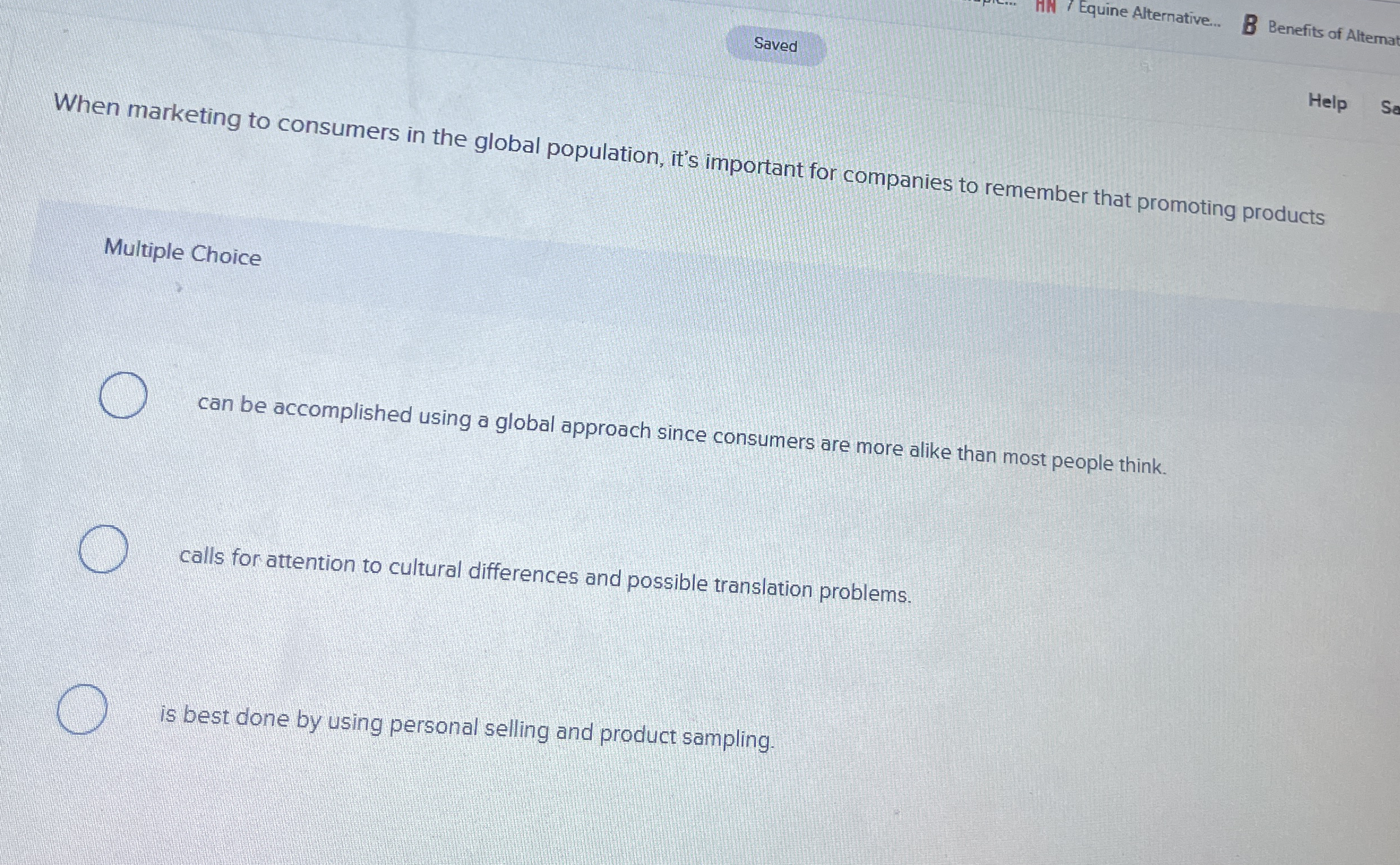 Equine Alternative.. B Benefits of Alternat When