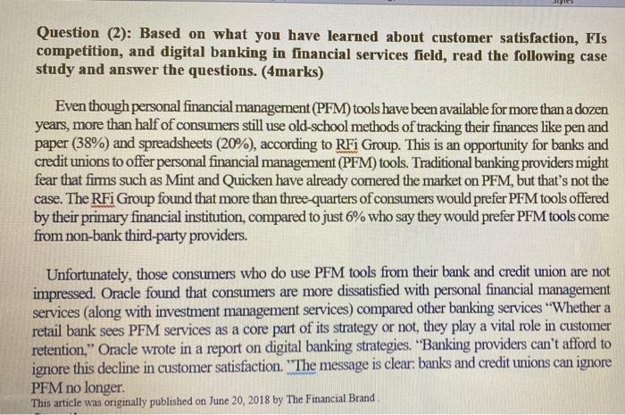 Q2 of assesment2 Finicial services Question (2):