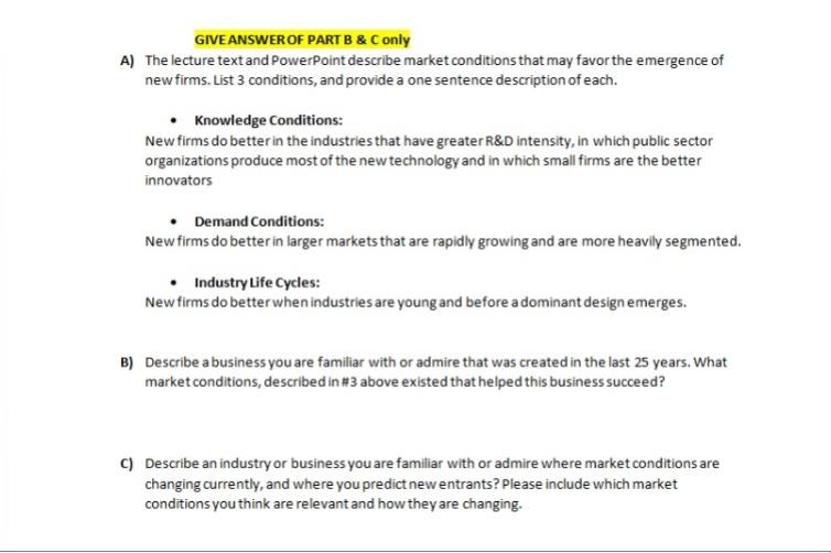 GIVE ANSWER OF PART B & Conly A) The lecture text