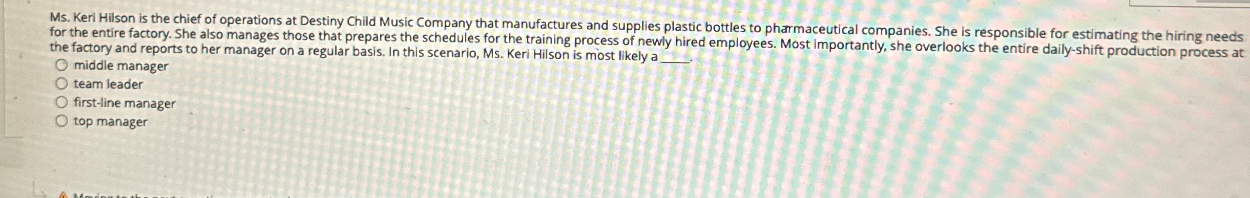 Ms . Keri Hilson is the chief of operations at