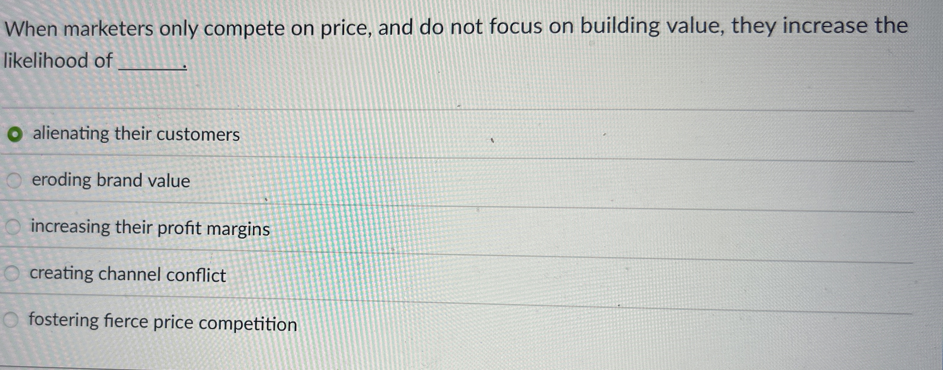 When marketers only compete on price, and do not