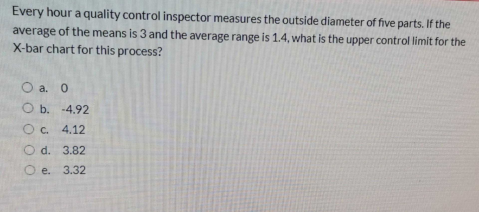 Every hour a quality control inspector measures