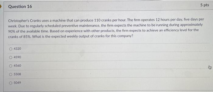 Question 15 5 pts The Academic Computing Center