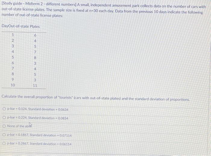 [Study guide - Midterm 2 - different numbers) A