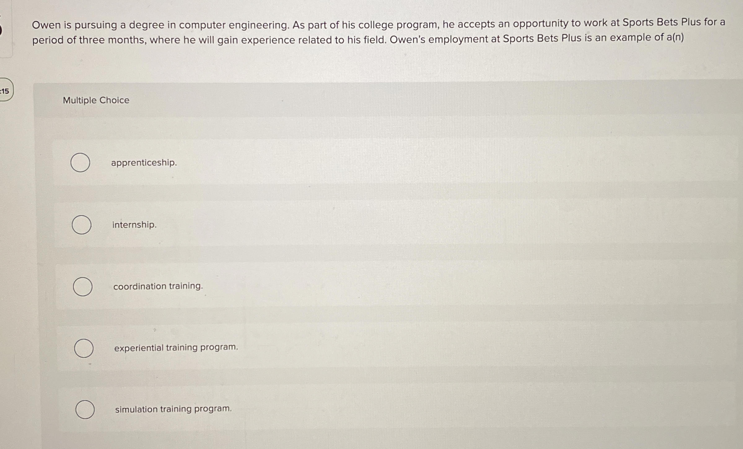 Owen is pursuing a degree in computer