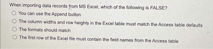 When importing data records from MS Excel, which