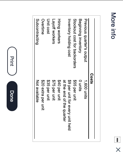 Options - 1) hiring and layoff plan 2) Level off