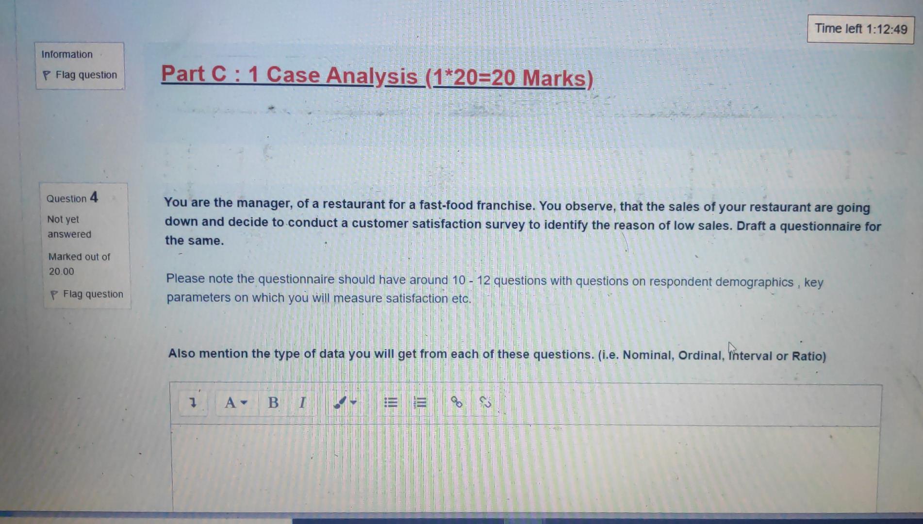 Time left 1:12:49 Information P Flag question