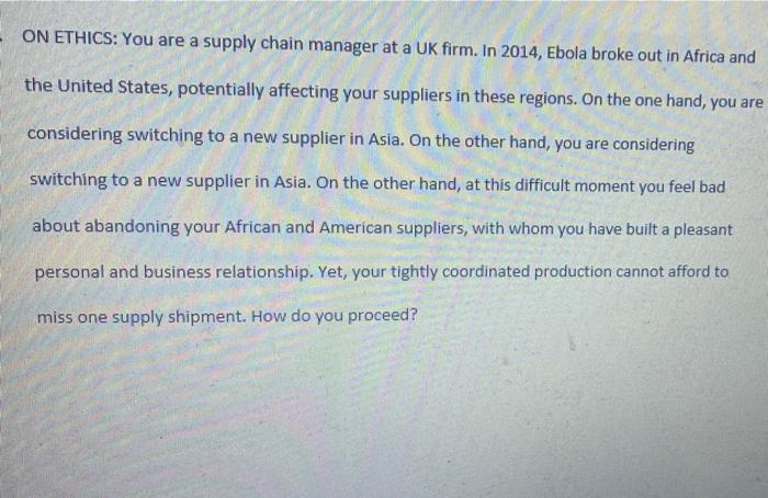 please dont plagarize - ON ETHICS: You are a