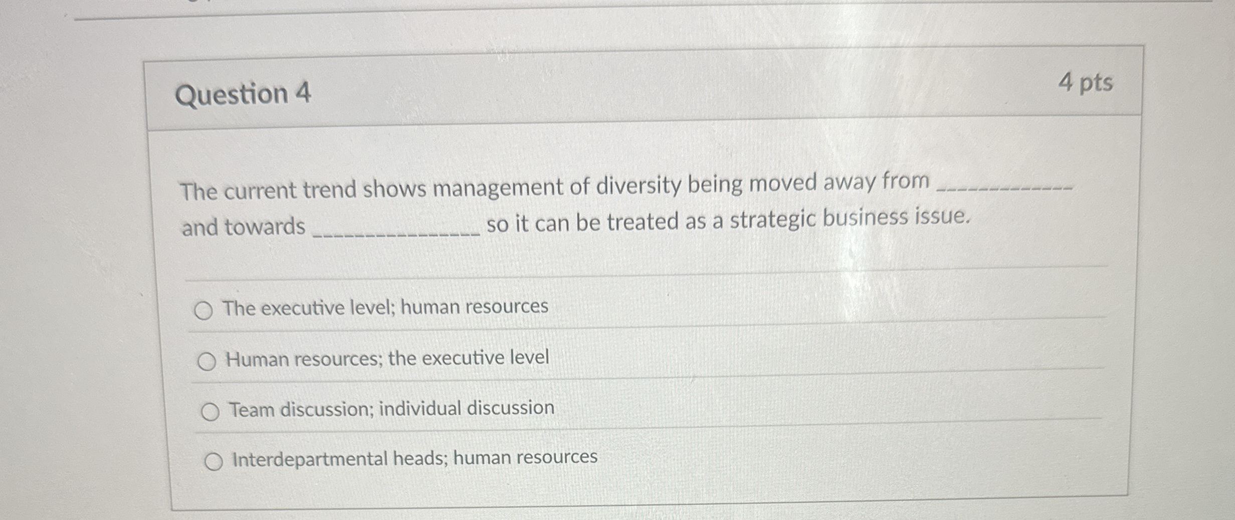 Question 4 4 pts The current trend shows