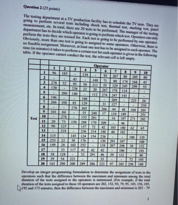 2.soru Question 2 (25 points) The testing