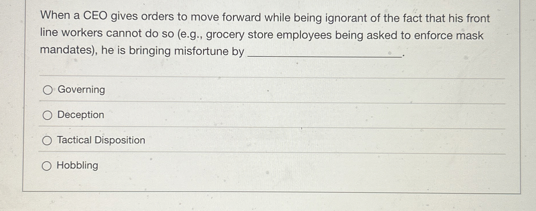 When a CEO gives orders to move forward while