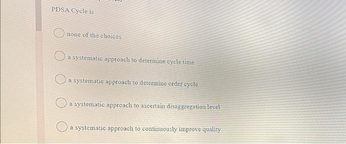 which option is correct? PDSA Cycle is none of