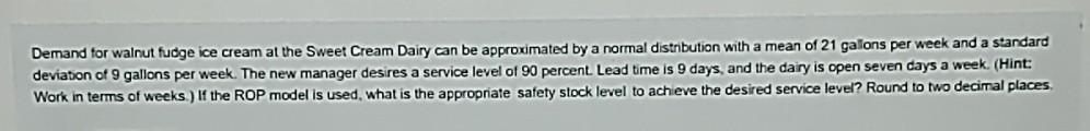 Demand for walnut fudge ice cream at the Sweet