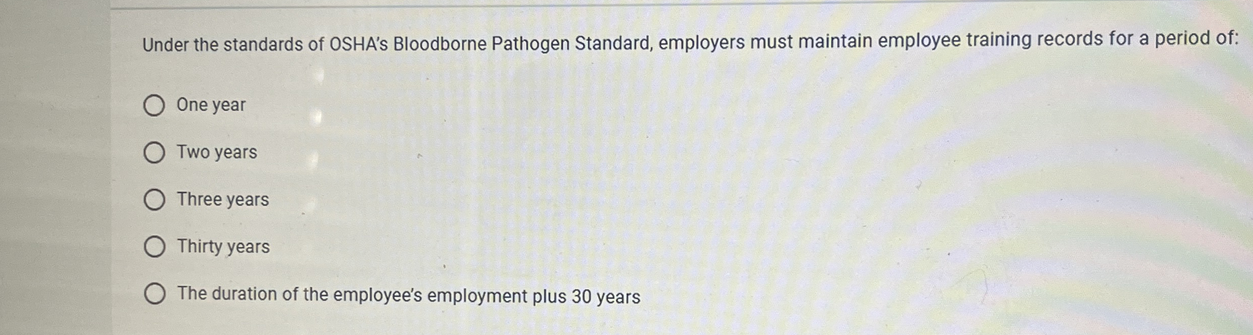 Under the standards of OSHA's Bloodborne Pathogen