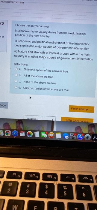 AM Stats 8.20 am 26 tot Choose the correct answer