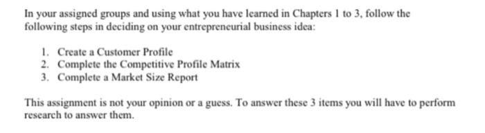 In your assigned groups and using what you have