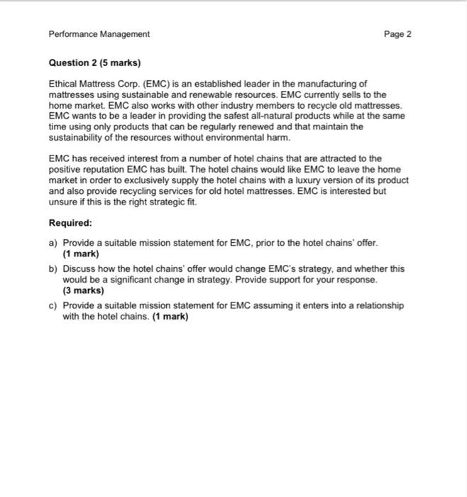 Performance Management Page 2 Question 2 (5