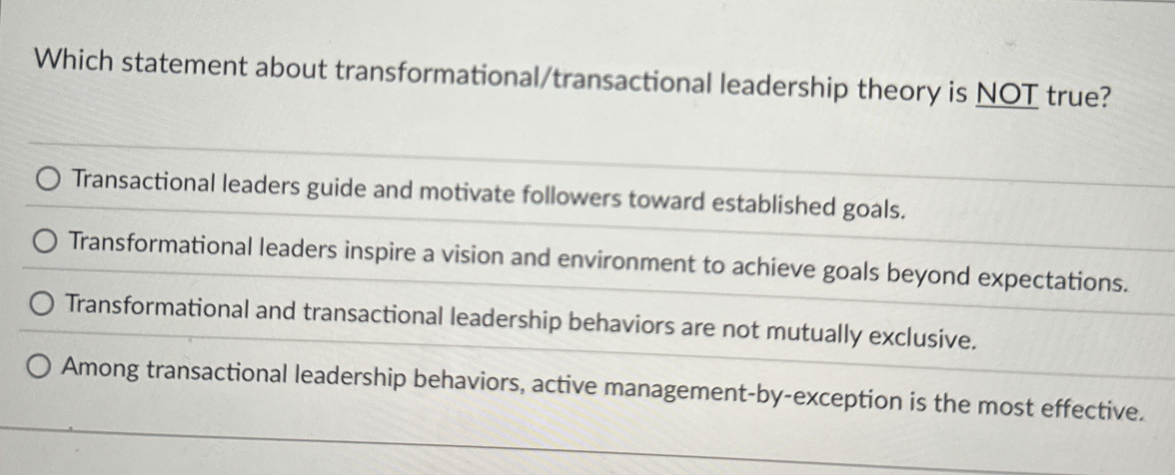 Which statement about transformational /