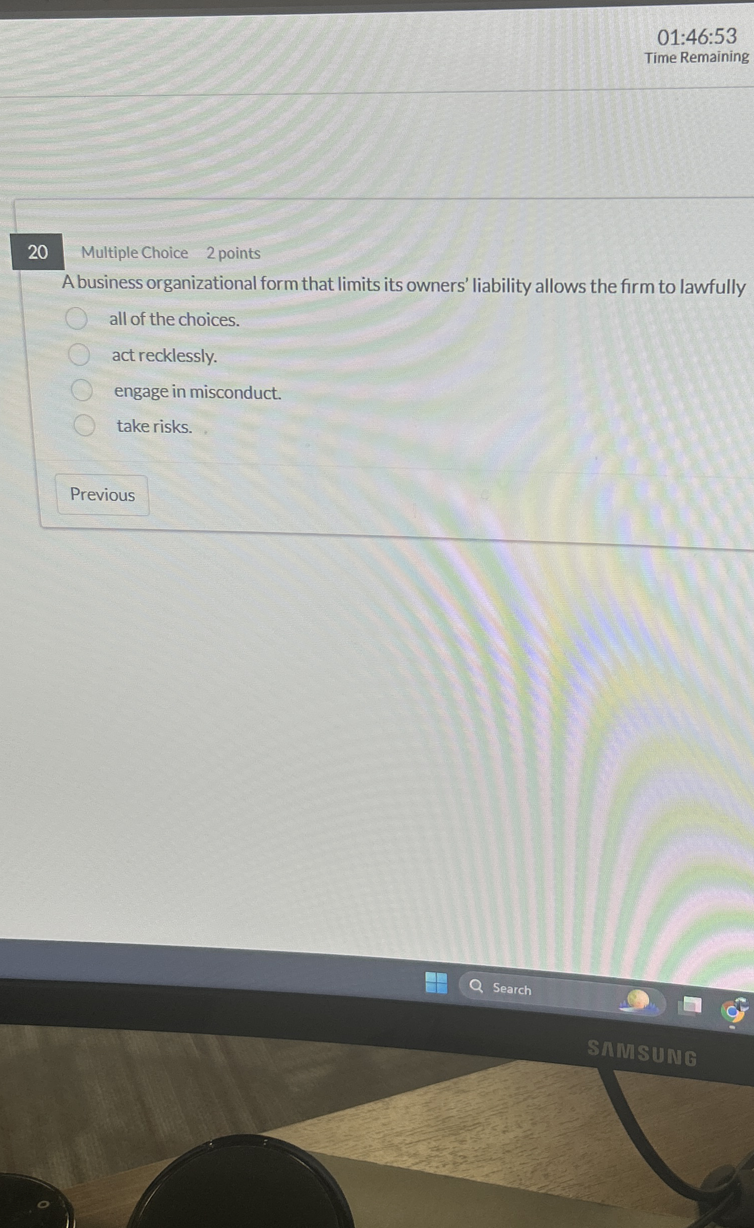 0 1 : 4 6 : 5 3 Time Remaining Multiple Choice 2
