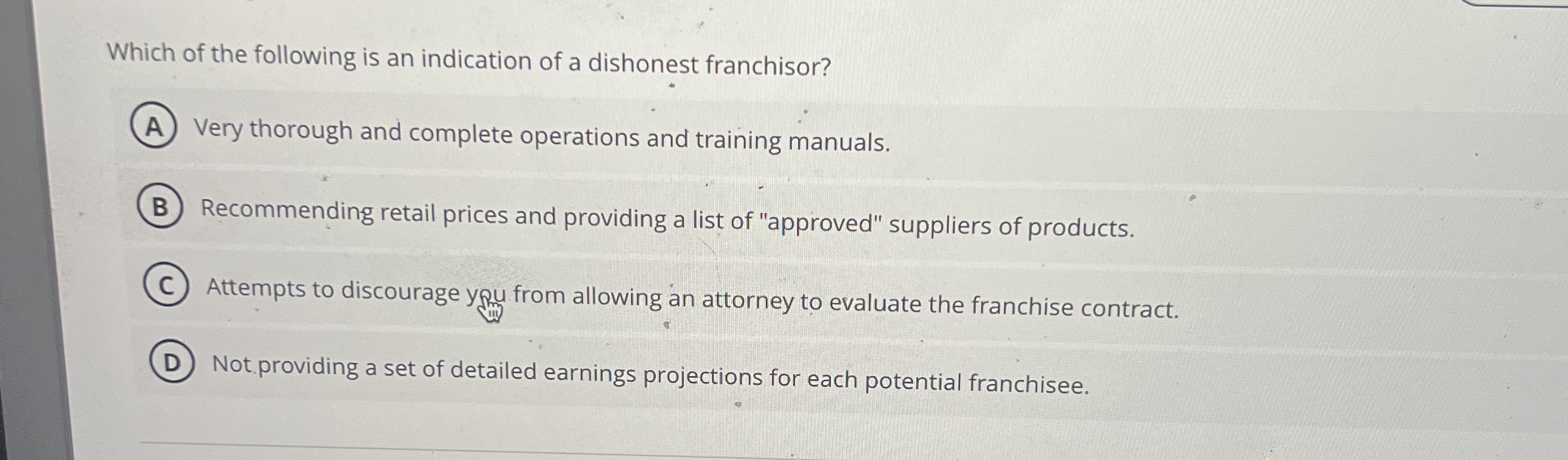 Which of the following is an indication of a