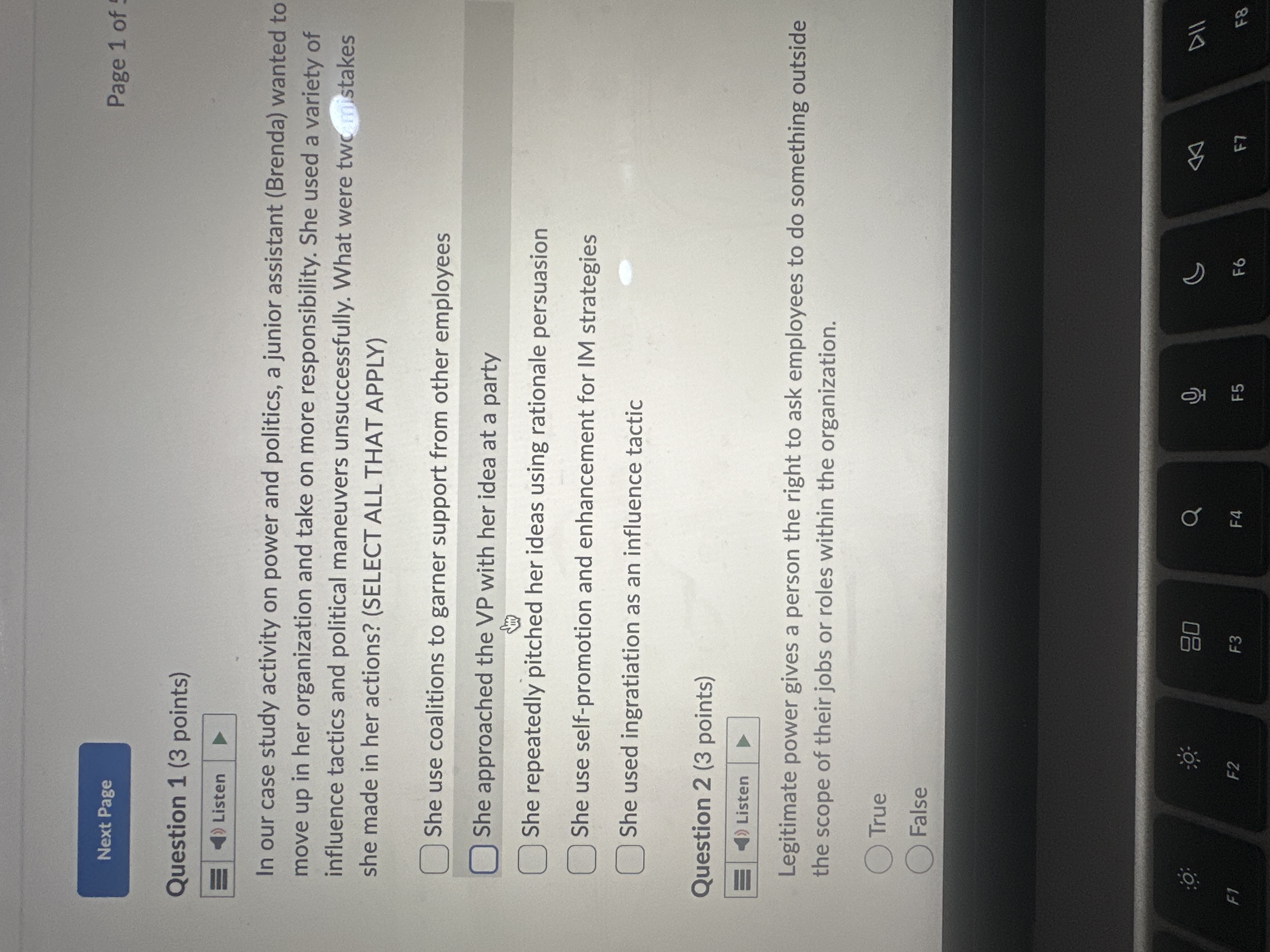 Question 1 ( 3 points ) In our case study