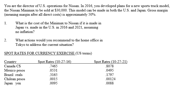 You are the director of U.S. operations for