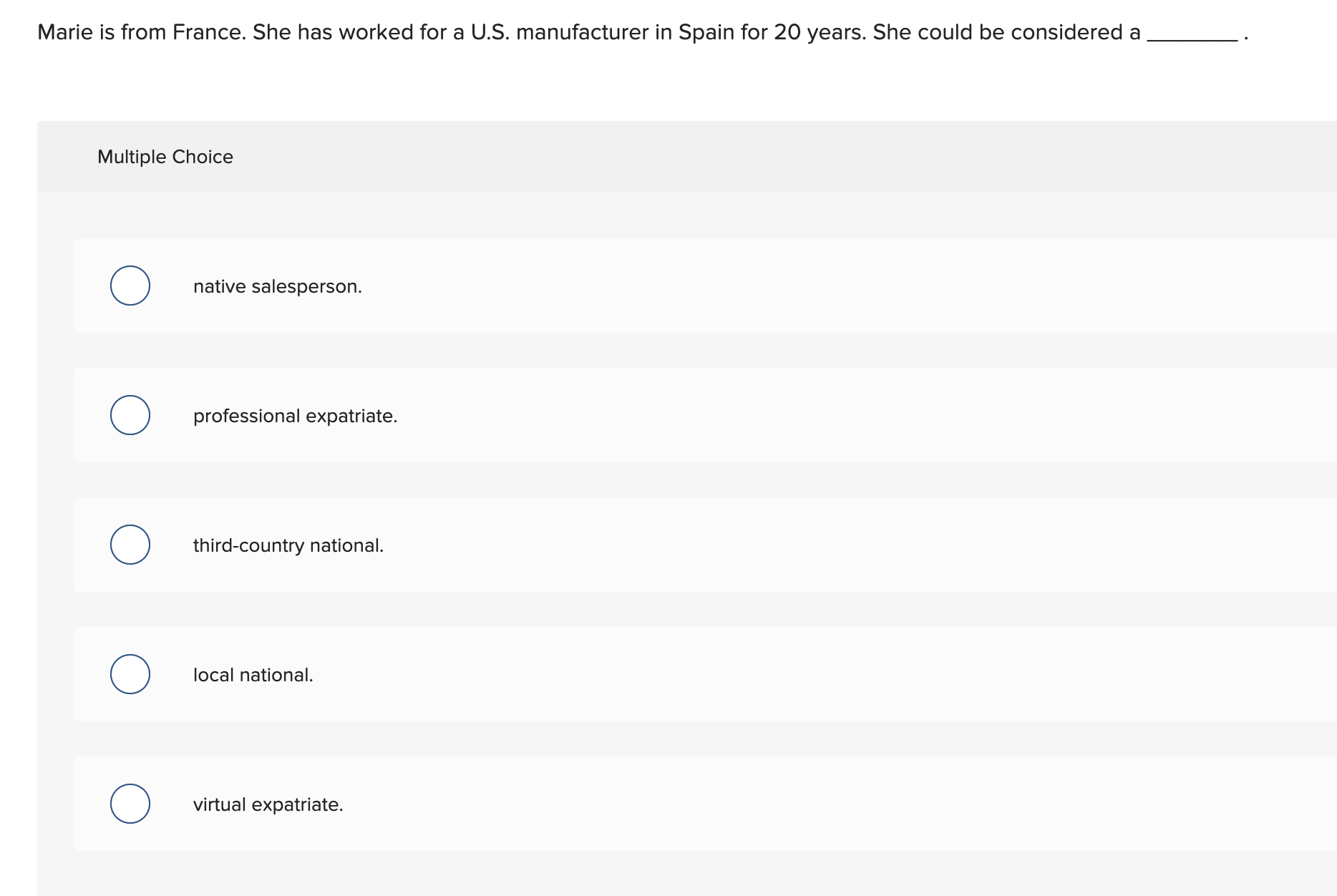 Marie is from France. She has worked for a U . S