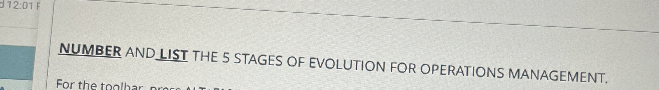 NUMBER AND LIST THE 5 STAGES OF EVOLUTION FOR