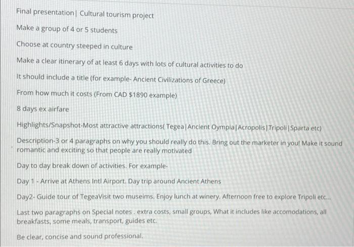 Final presentation Cultural tourism project Make