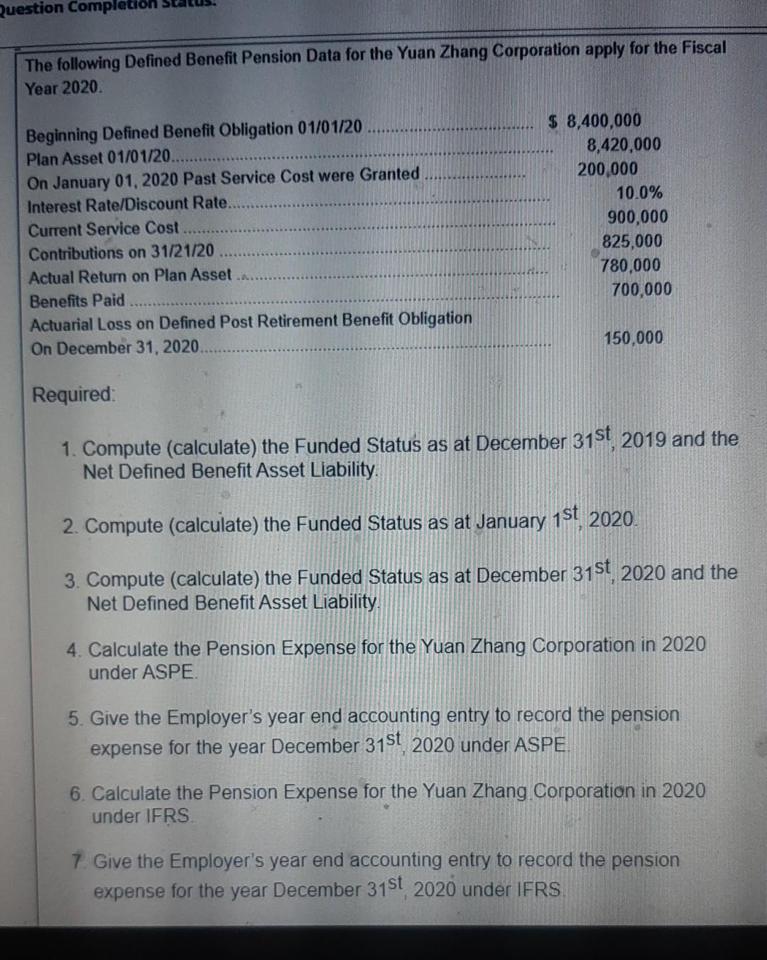 Financial accounting Question Completion The