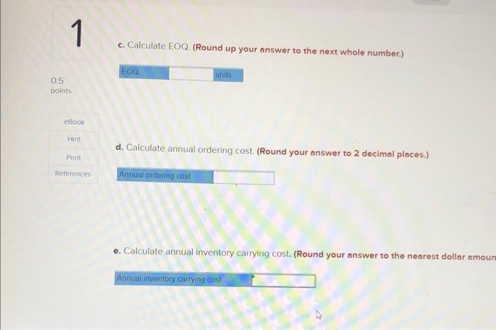 1 Problem 7-10 (Algo) 05 Points eBook Hint A