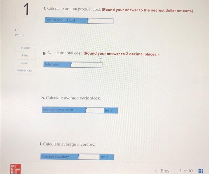 1 Problem 7-10 (Algo) 05 Points eBook Hint A