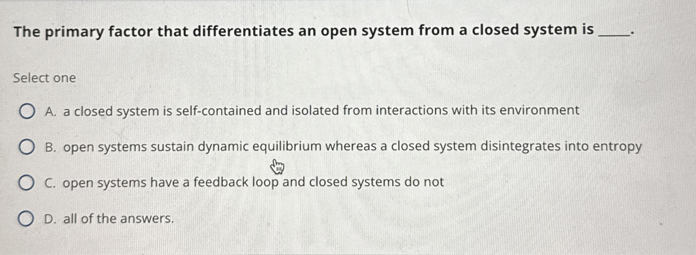 The primary factor that differentiates an open