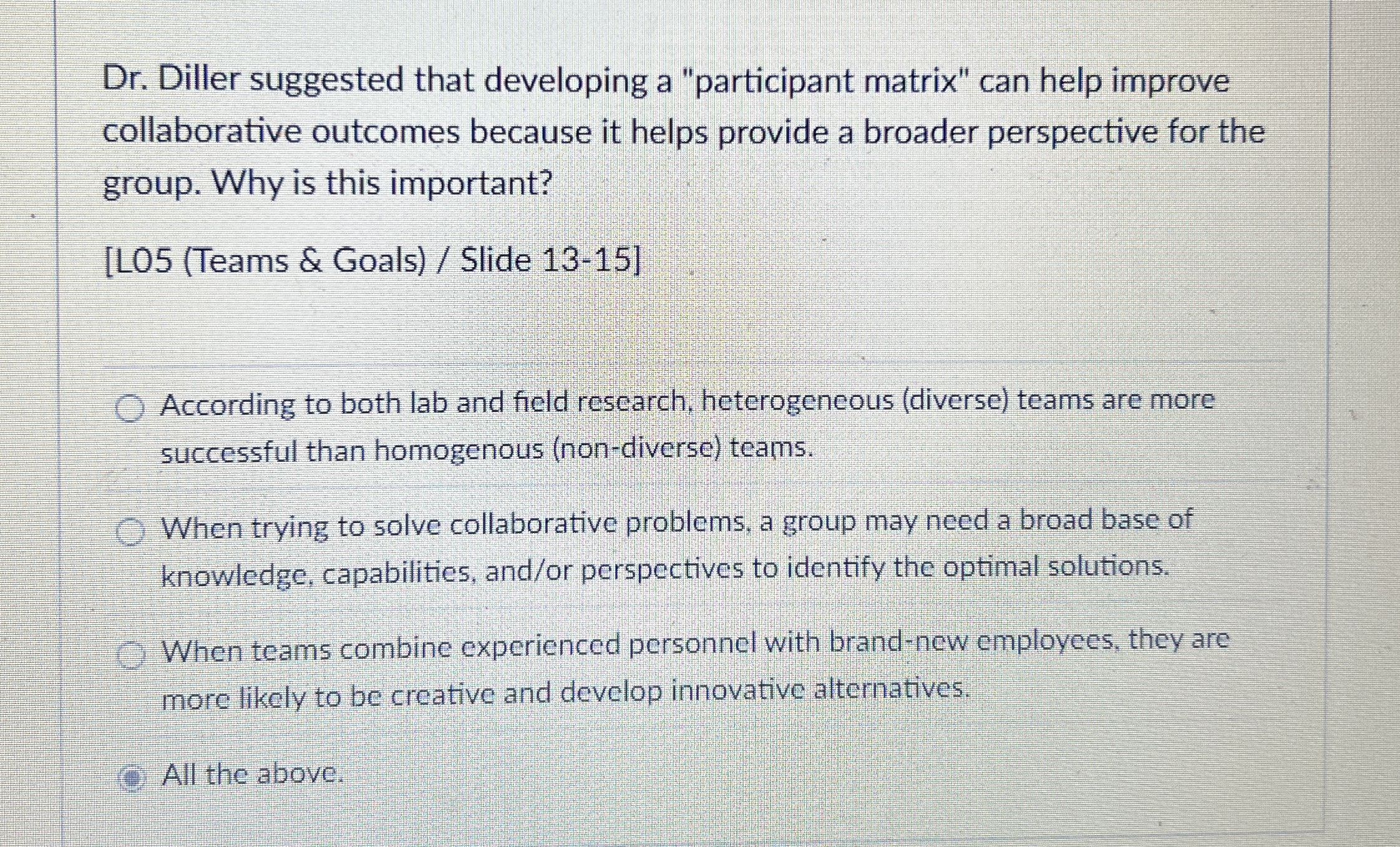 Dr . Diller suggested that developing a