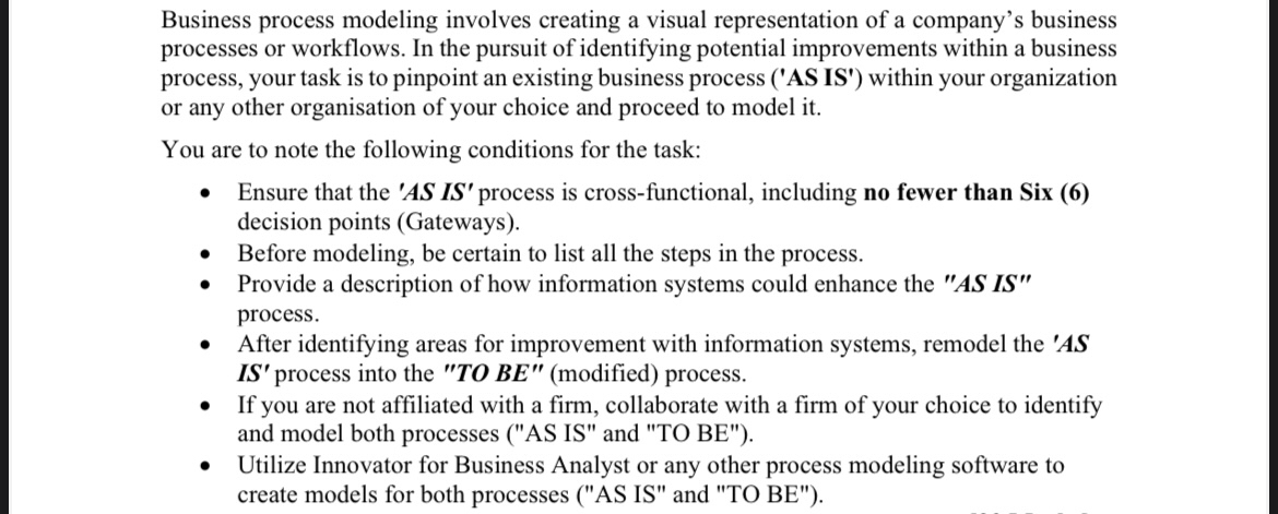 Business process modeling involves creating a