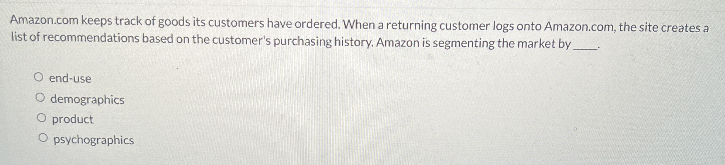 Amazon.com keeps track of goods its customers