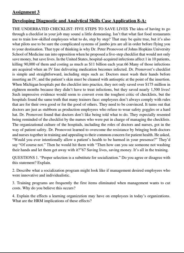 Assignment 3 Developing Diagnostic and Analytical