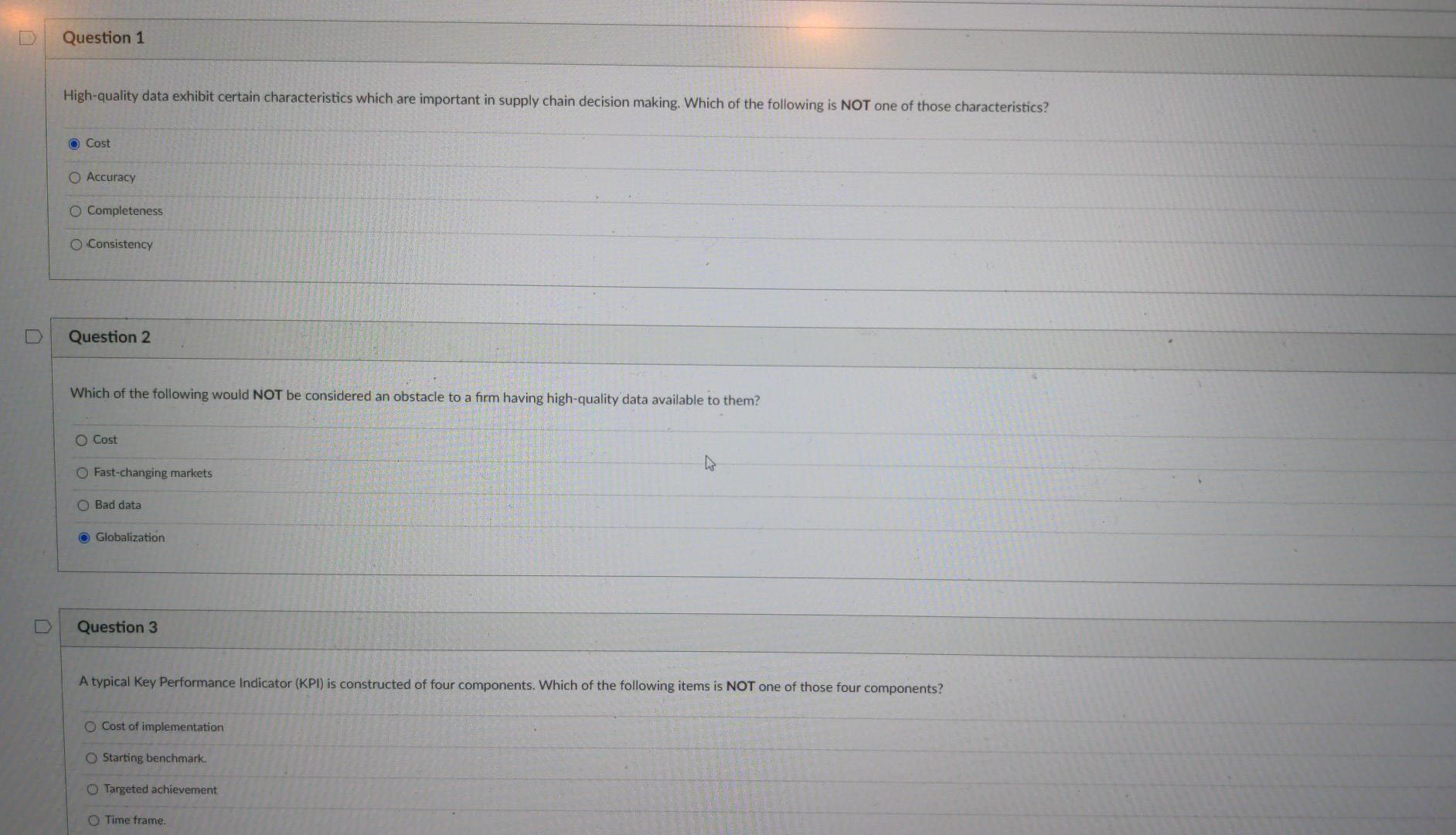 Question 1 High-quality data exhibit certain