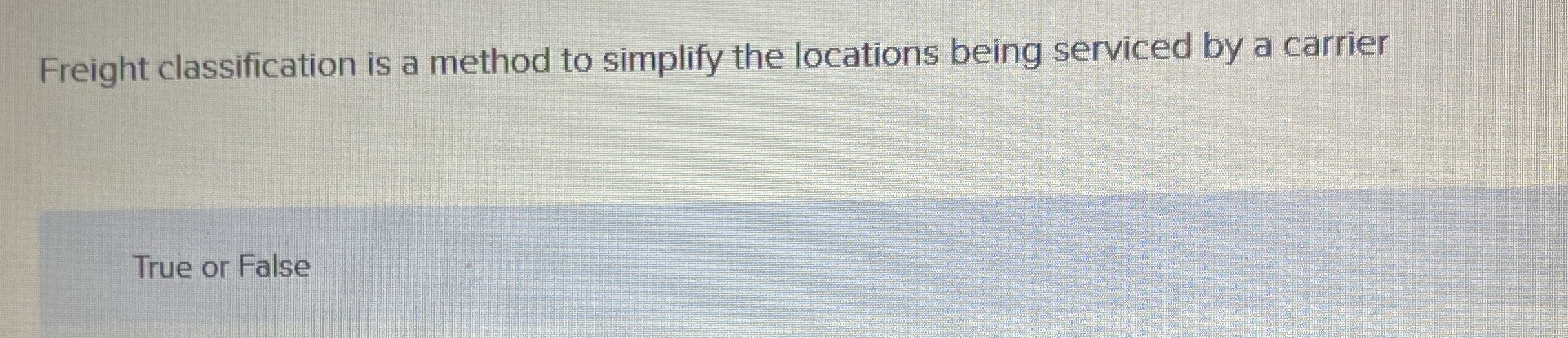 Freight classification is a method to simplify