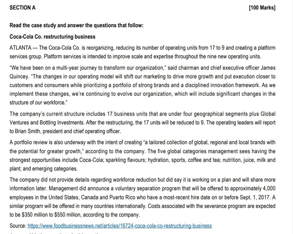SECTION A [100 Marks] Read the case study and