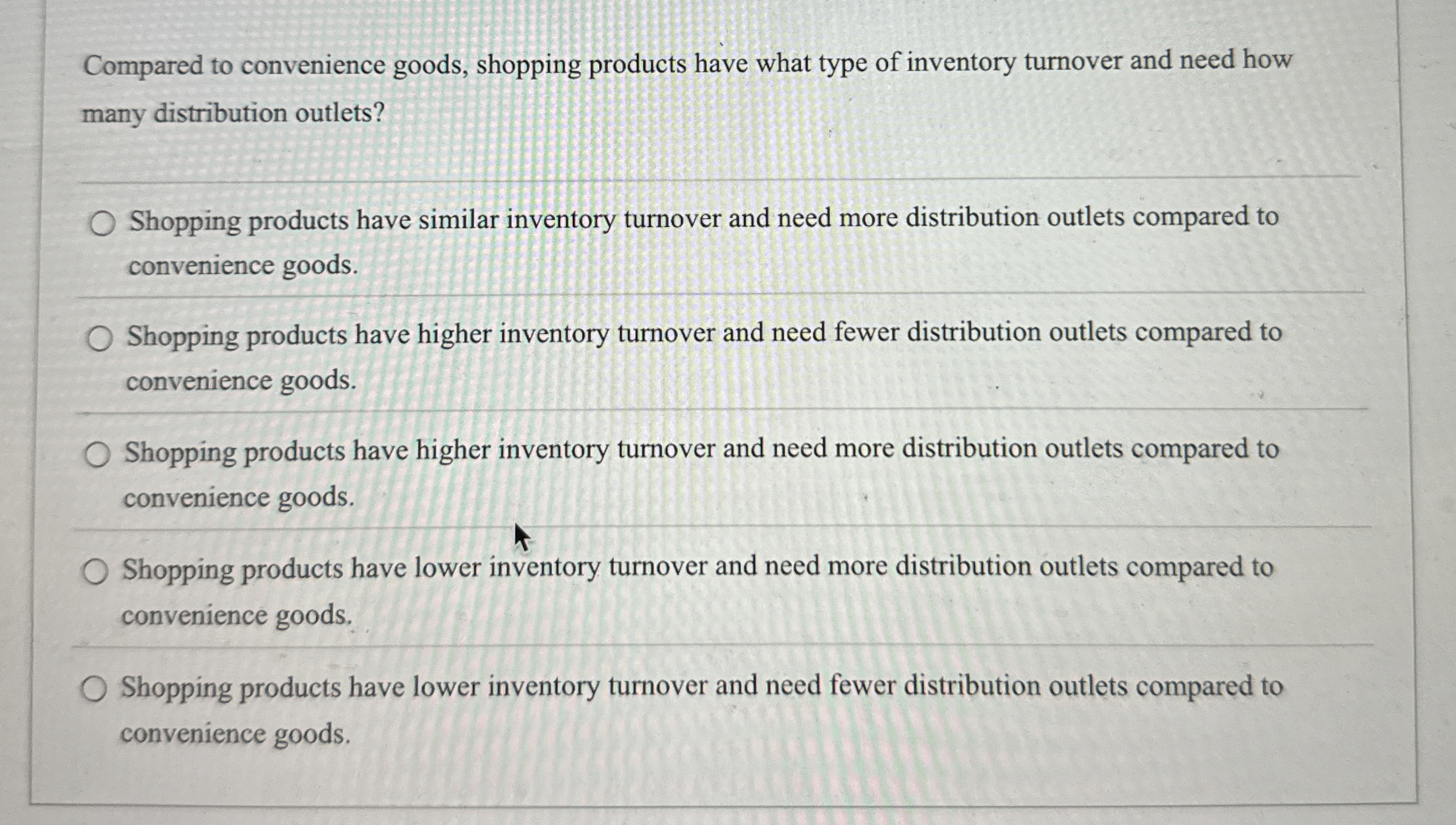 Compared to convenience goods, shopping products