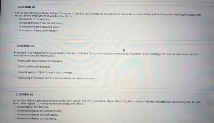 QUESTION 48 Febo is an employee of Guitar & Drum