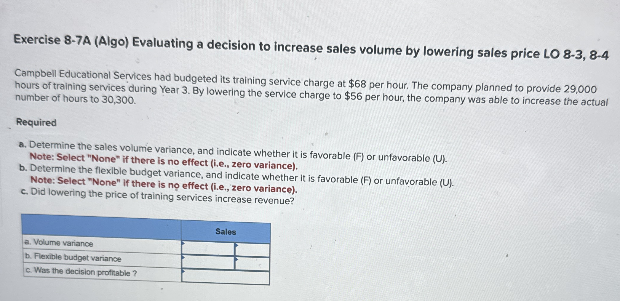 Exercise 8 - 7 A ( Algo ) Evaluating a decision