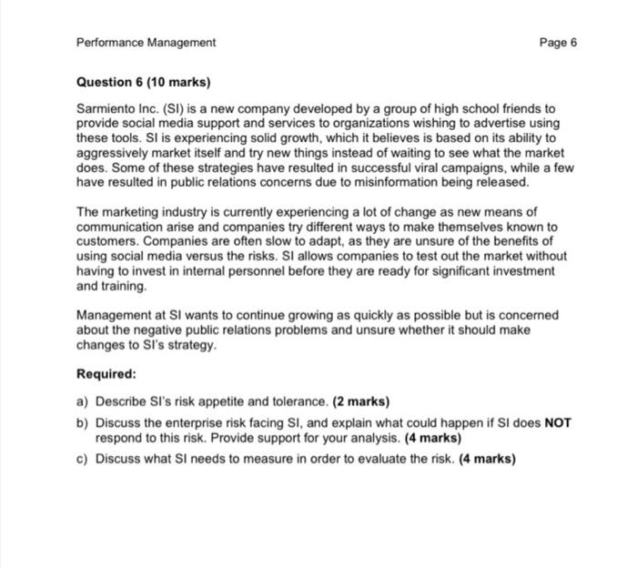 Performance Management Page 6 Question 6 (10
