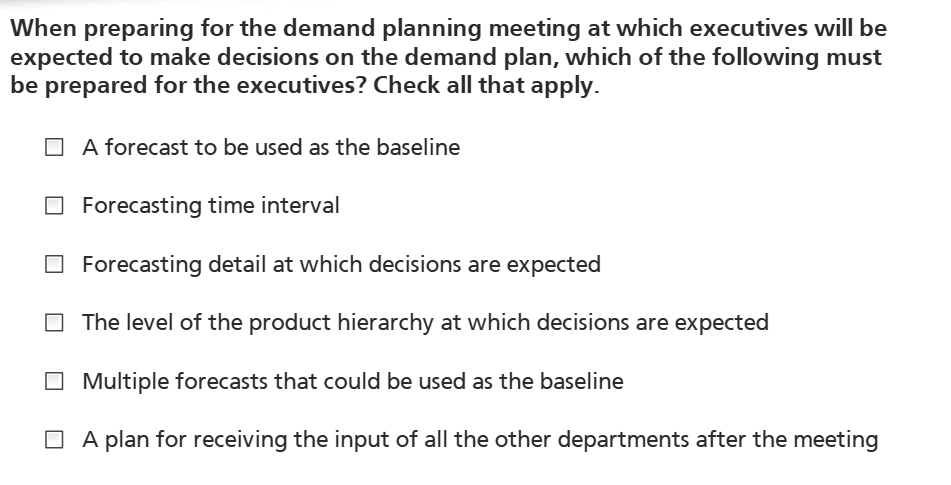 When preparing for the demand planning meeting at