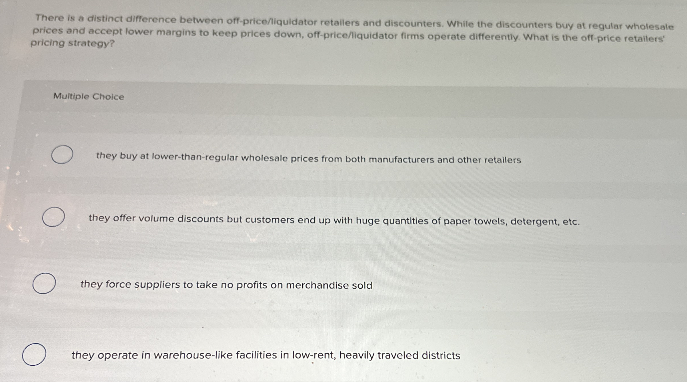 There is a distinct difference between off -