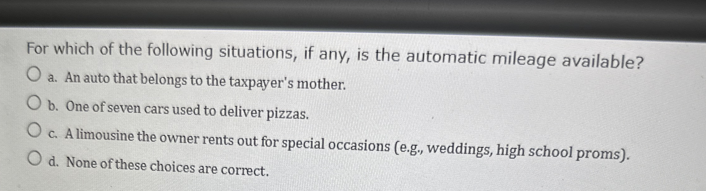 For which of the following situations, if any, is