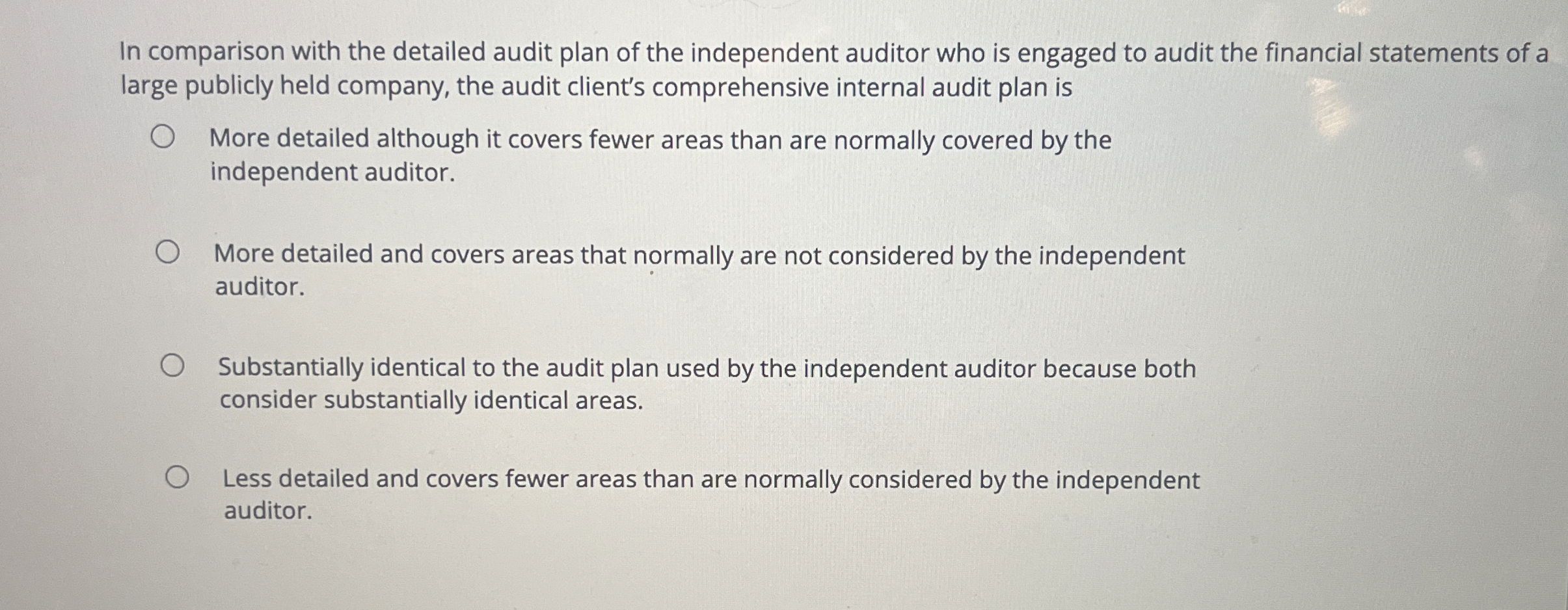 In comparison with the detailed audit plan of the