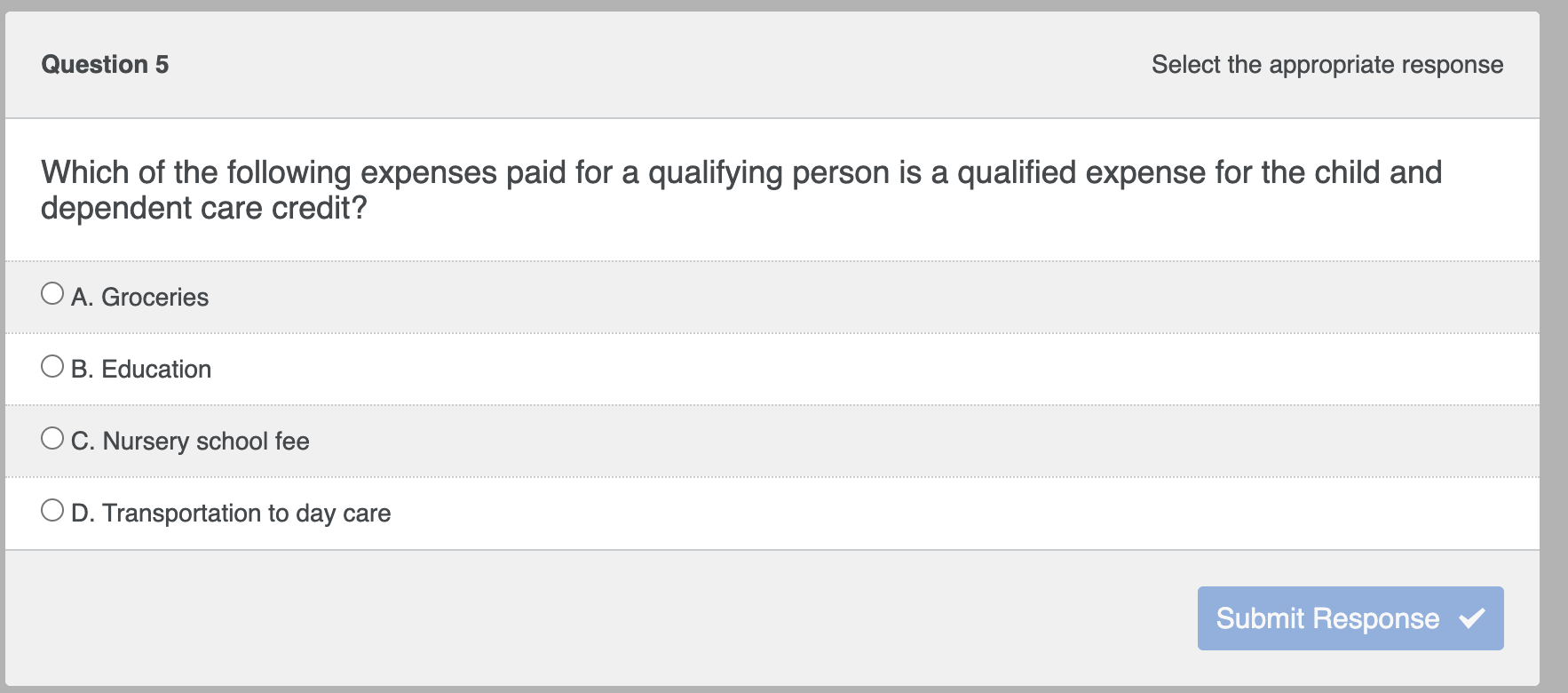 Which of the following expenses paid for a